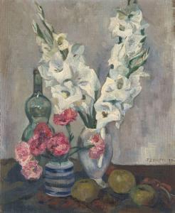 ZERFFI Florence 1882-1962,Still Life with Apples, Gladioli and Roses,1937,Strauss Co. ZA 2023-09-11