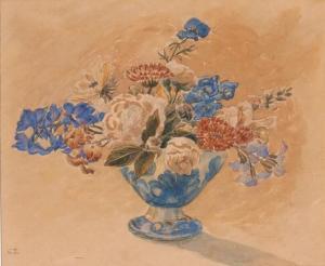 ZERNICHOW Cathrine Helene 1864-1942,Still life with flowers in a bowl,Bruun Rasmussen DK 2020-08-17