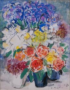 Zernova Ekaterina Sergeevna 1900-1995,Daffodils and roses,1987,Sovcom RU 2019-12-17