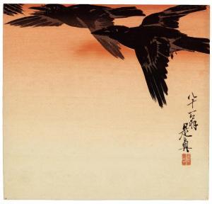 ZESHIN Shibata 1807-1891,Crows in flight at sunset,Christie's GB 2017-11-08