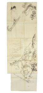 ZESHIN Shibata 1807-1891,Jo and Uba seated against a pine tree, a crane per,Bonhams GB 2014-11-06