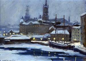 ZETTERSTRÖM Gunnar 1902-1965,Stockholm harbour in winter,Gorringes GB 2015-09-03