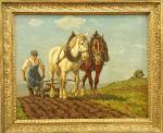 ZEYER Erich 1903-1960,Farmer Plowing With A Team Of Horses,Ruggiero Associates US 2006-07-13