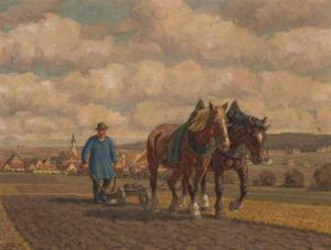 ZEYER Erich 1903-1960,Farmer Tilling Soil with Plough Horses,1950,William Doyle US 2019-01-16