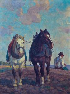 ZEYER,Zwei Pferde beim Pflügen,Auktionshaus Dr. Fischer DE 2012-05-12