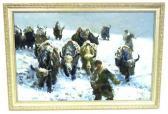 ZHANG Christopher,fur-clad Tibetan men herding oxen down snow-covere,Winter Associates 2014-01-13