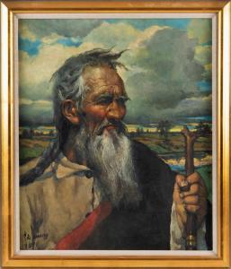 ZHANG Christopher 1954,Portrait of a man with a staff,1989,Eldred's US 2022-05-26