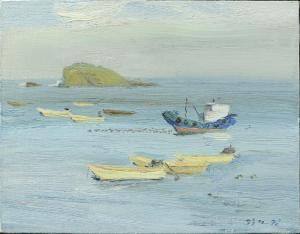 ZHANG LUJIANG 1962,Boats in a Cove,1998,Clars Auction Gallery US 2019-09-15