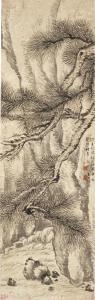 ZHANG YU 1734-1803,Pine and Cliff,1783,Christie's GB 2020-07-21