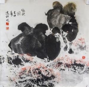 ZHI Yang 1962,Featuring pair of camels,888auctions CA 2019-02-14