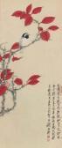 ZHILIU XIE 1910-1997,depicting a bird perched on a leafy autumnal branch,Christie's GB 2007-05-18