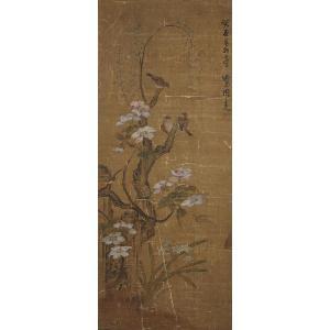 ZHIMIAN ZHOU 1550-1610,trois oiseaux sur un arbre en fleurs s'élevant par,Tajan FR 2022-06-02