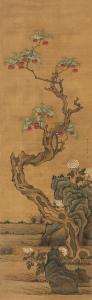 ZI CHEN 1634-1713,FRUIT TREE, FLOWERS AND ROCK,China Guardian CN 2009-11-21