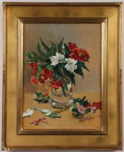 ZIC Zivko 1924-2015,Still Life with Red & White Flowers in Vase,Jackson's US 2021-07-14