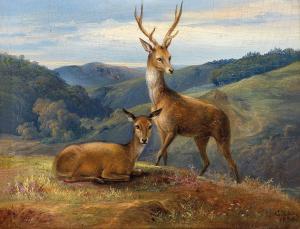 ZICK Gustav 1809-1886,Red Deer in an Open Landscape,1836,Palais Dorotheum AT 2015-06-30