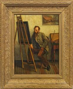 ZICKWOLFF Emile 1842-1917,Maler an der Staffelei Wohl Selbstbildnis,1884,Schloss DE 2020-05-16