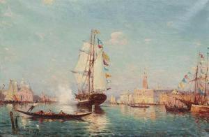 ZILLER Leopold 1800-1900,Vessels on the grand canal, St Mark's Campanile be,Christie's GB 2015-09-10