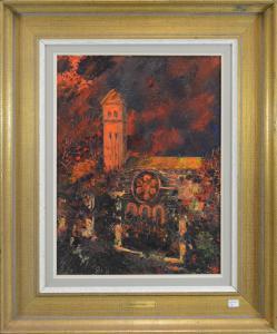 ZIMMER RENE ALBERT 1910-1998,Abbaye d'Orval en soirée,Rops BE 2018-11-25