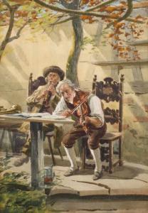 ZIMMER Wilhelm Carl,Dorfmusikanten zwei Musikanten beim gemeinsamen Mu,1925,Mehlis 2019-11-21