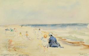ZIMMERMAN Theodore 1937,Children playing on a Jersey beach,John Nicholson GB 2022-06-01