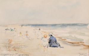 ZIMMERMAN Theodore 1937,Children playing on a Jersey beach,John Nicholson GB 2021-06-23