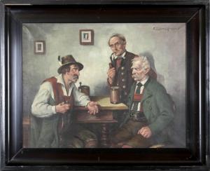 ZIMMERMANN A 1900-1900,Drei bayerische Bauern im Wirtshaus,20th century,DAWO Auktionen DE 2021-10-08