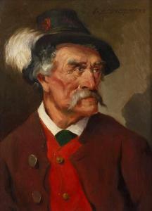 ZIMMERMANN A 1900-1900,Portrait eines Mannes in Tracht zur Seite blickend,1920-30,Mehlis 2020-05-28
