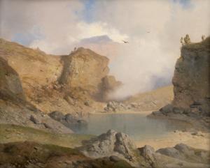 ZIMMERMANN Albert August 1808-1888,Bergsee in den Alpen bei auftreibenden Wol,1850,Galerie Bassenge 2023-11-30