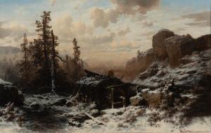 ZIMMERMANN August Richard 1820-1875,A Mill in a Mountainous Winter Landscape,1861,Skinner 2022-06-30