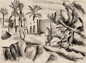 ZIMMERMANN Ernst 1898-1966,Landschaft mit Figuren bei Tripolis,Schloss DE 2015-11-28