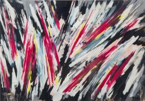 ZIMMERMANN Helmut 1924-2015,Explosive (Abstract in Red, Black, White and Neon,1954,Shapiro Auctions 2022-10-15
