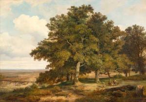 ZIMMERMANN Maximilian August 1811-1878,Group of oak trees with peasants before ,1838,Galerie Koller 2018-09-28