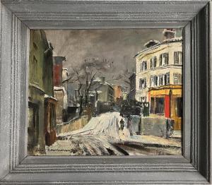 ZIMMERMANN Rene 1904-1991,Paris, rue sous la neige,Osenat FR 2023-02-05