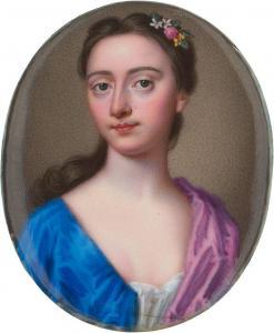 ZINCKE Christian Friedrich 1685-1767,Miniatur Portrait einer jungen Frau mit Blume,Galerie Bassenge 2022-12-01