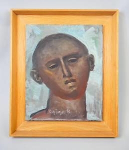 ZINGER Oleg 1909-1997,Portrait d'homme sur fond bleu,1988,Morand FR 2023-02-28