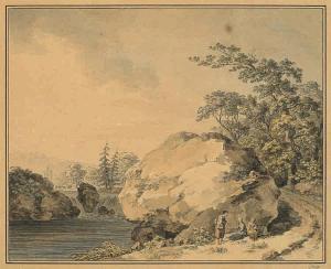 ZINGG Adrian 1734-1816,Flußlandschaft mit Felsblock und Wasserfall,Villa Grisebach DE 2015-06-03