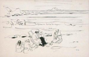 ZINGG Jules Emile 1882-1942,Scène de plage à Perros-Guirec,Massol FR 2008-12-19