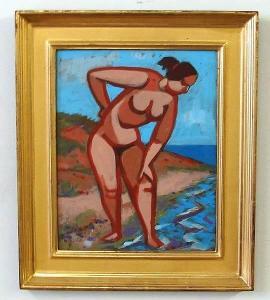ZINK Josef 1838-1907,"Woman Trying the Water", female nude,Alderfer Auction & Appraisal 2007-06-15
