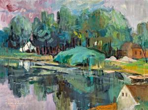 ZIRKELBACH Laszlo 1916,Riverbank landscape,1971,Nagyhazi galeria HU 2020-12-02