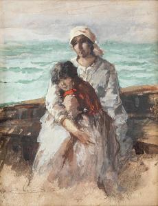 ZIVERI Umberto 1891-1971,Mamma e figlia in barca al mare,Wannenes Art Auctions IT 2015-12-02