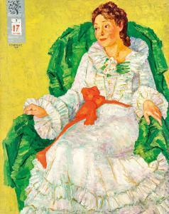 ZLOTESCU Gheorghe 1906-1983,Lady in a green armchair,1940,Nagyhazi galeria HU 2021-02-25