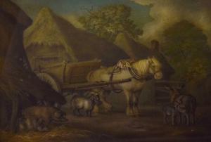 ZOBEL Benjamin 1762-1830,A horse and cart and various farm animals before a,Tennant's GB 2023-07-21