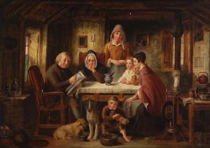 ZOLL Kilian 1818-1860,Interior with a family at the table,Bruun Rasmussen DK 2024-02-05