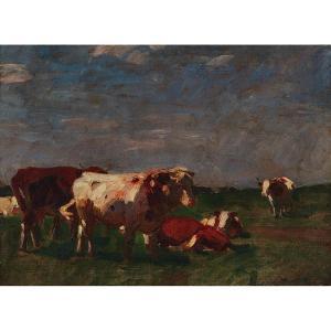 ZOMBORY Lajos 1867-1933,HUNGARIAN COWS RESTING IN A PASTURE,Waddington's CA 2018-06-28