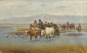 ZOMMER Richard Karlovich 1866-1939,Caravan Fording a River,1920,Sotheby's GB 2023-10-24
