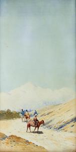 ZOMMER Richard Karlovich,Travellers in a mountain landscape,1902,Uppsala Auction 2023-12-12