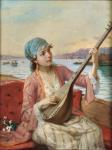 ZONARO Fausto 1854-1929,Odalisque on the Bosphorus Playing the Lute,Palais Dorotheum AT 2024-04-25
