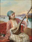 ZONARO Fausto 1854-1929,Odalisque on the Bosphorus Playing the Lute,Palais Dorotheum AT 2024-04-25
