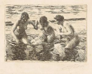 ZORN Anders Leonard 1860-1920,Against the Current,1919,Swann Galleries US 2024-03-14