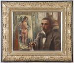 ZORN Anders Leonard 1860-1920,SELF-PORTRAIT OF ARTIST PAINTING NUDE,Sloans & Kenyon US 2021-04-16